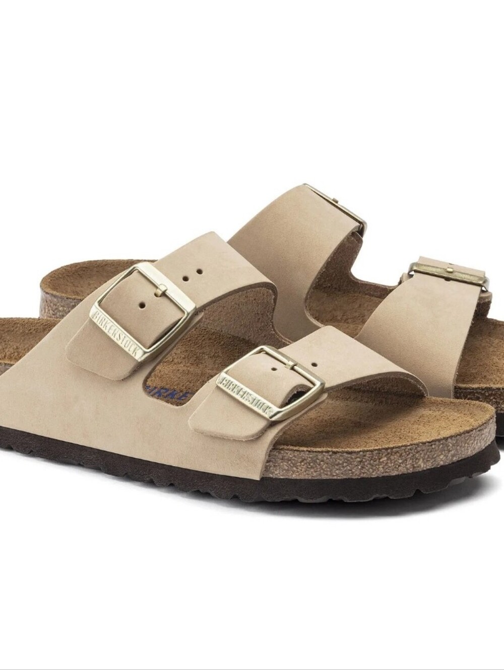 Birkenstock 41/10 Women's Arizona Double-Buckle Sandals in Beige Suede